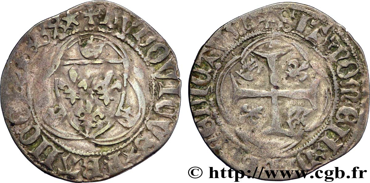 LOUIS XI LE PRUDENT Blanc à la couronne n.d. Saint-Lô TB+