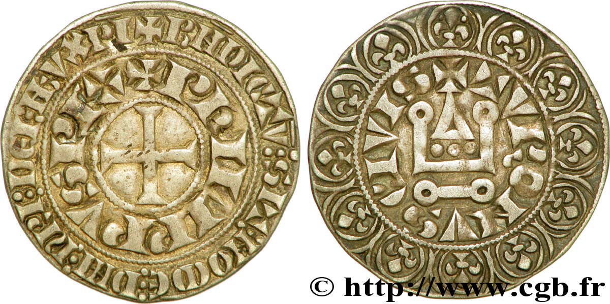 PHILIPPE III LE HARDI ET PHILIPPE IV LE BEL - MONNAYAGE COMMUN (à partir de 1280) Gros tournois à l O rond n.d.  TTB