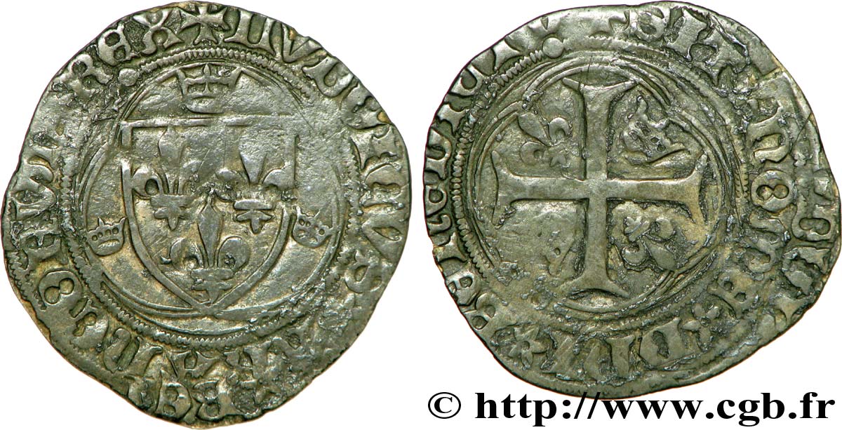 LOUIS XI LE PRUDENT Blanc à la couronne n.d. Saint-Lô TB+/TB