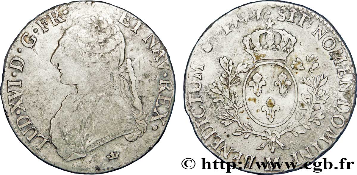 LOUIS XVI Écu aux branches d&nbsp;olivier 1777 Toulouse TB+