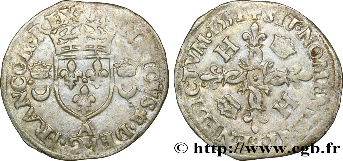 HENRI II Douzain aux croissants 1551 Paris TB+
