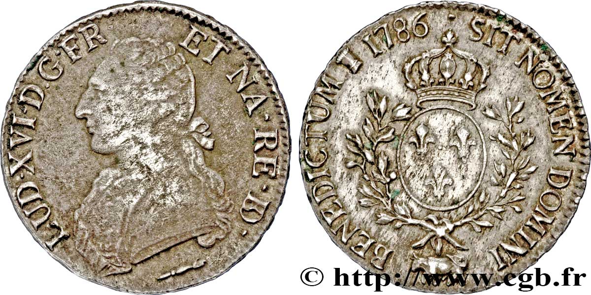LOUIS XVI Écu aux branches d&nbsp;olivier 1786 Pau TB+/TTB+