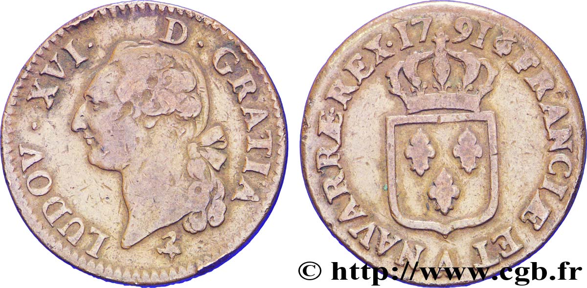 LOUIS XVI Sol dit  à l écu  1791 Paris SS