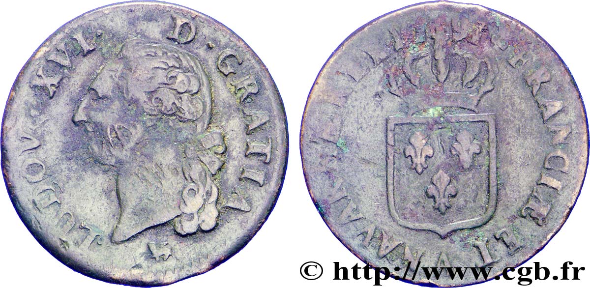 LOUIS XVI (MONARQUE CONSTITUTIONNEL)  Sol dit &nbsp;à l&nbsp;écu&nbsp; 1791 Paris TB