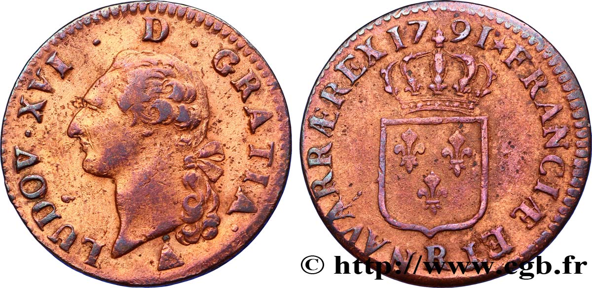 LOUIS XVI Sol dit  à l écu  1791 Orléans BB