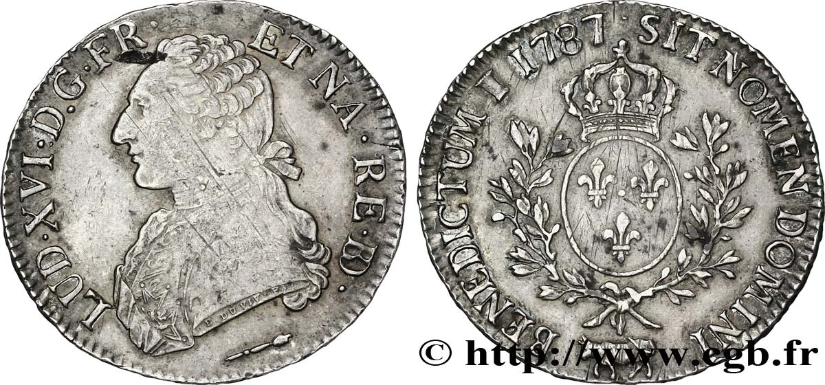 LOUIS XVI Écu aux branches d&nbsp;olivier 1787 Pau TTB/TTB+