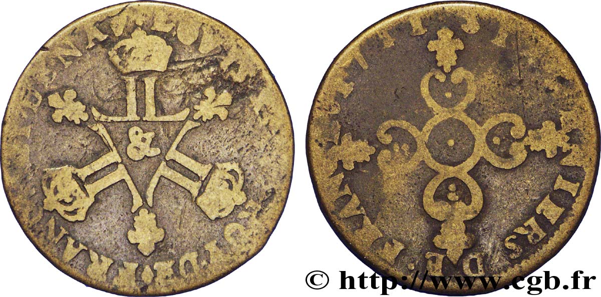 LOUIS XIV LE GRAND OU LE ROI SOLEIL Pièce de six deniers 1711 Aix-en-Provence B