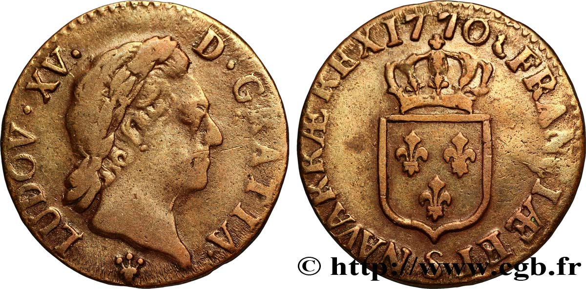 LOUIS XV  THE WELL-BELOVED  Demi-sol dit “à la vieille tête” 1770 Reims q.BB
