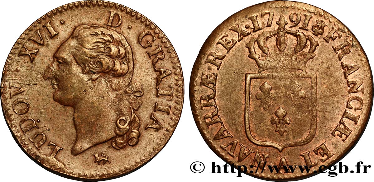 LOUIS XVI Sol dit  à l écu  1791 Paris TTB+