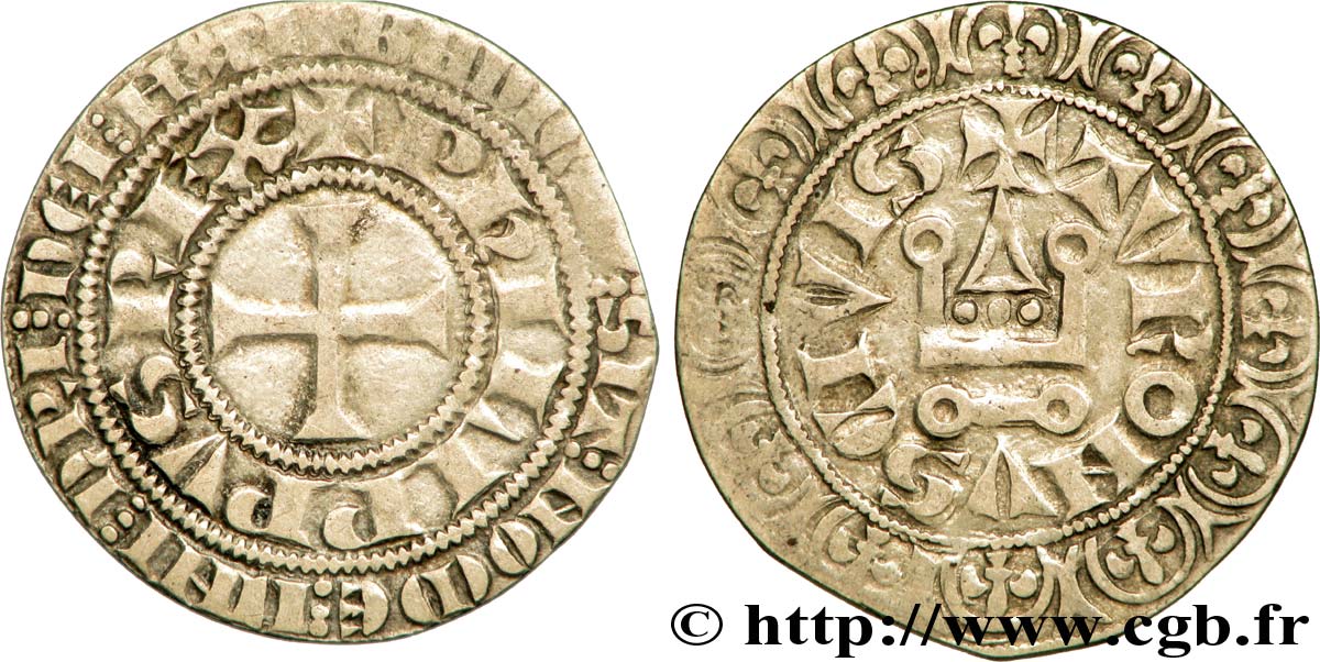 PHILIPPE III LE HARDI ET PHILIPPE IV LE BEL - MONNAYAGE COMMUN (à partir de 1280) Gros tournois à l&nbsp;O rond n.d.  TB+