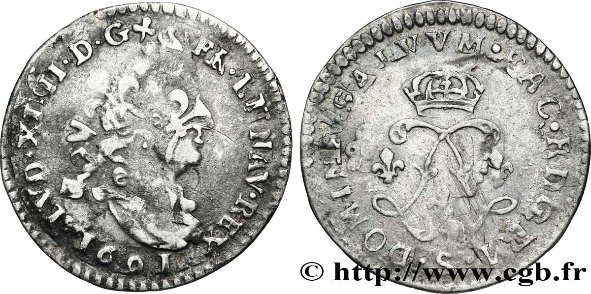 LOUIS XIV LE GRAND OU LE ROI SOLEIL Quatre sols aux deux L 1691 Reims TB+