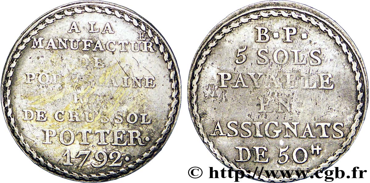 CONFIANCE (MONNAIES DE...) Bon pour 5 sols 1792 Paris TB+