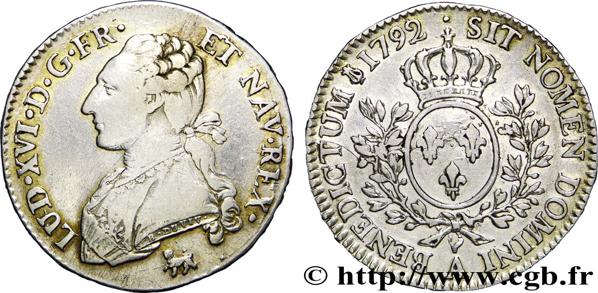 LOUIS XVI Demi-écu aux branches d&nbsp;olivier 1792 Paris MB/q.BB