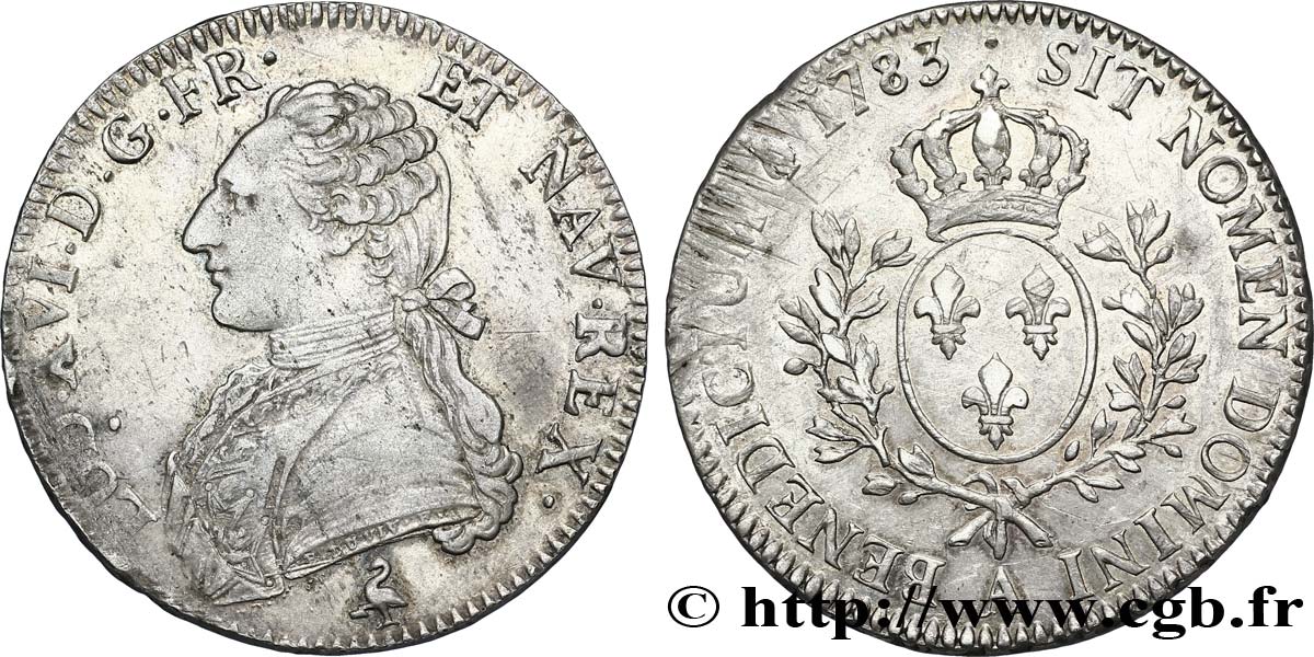 LOUIS XVI Écu aux branches d&nbsp;olivier 1783 Paris TTB+/SUP