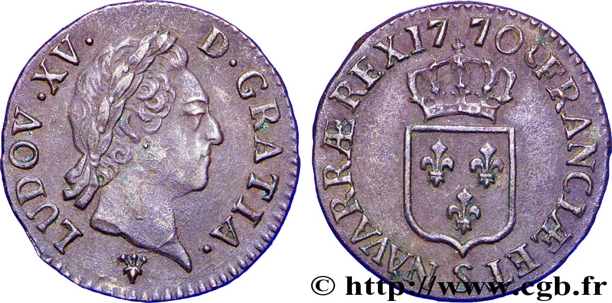 LOUIS XV DIT LE BIEN AIMÉ Demi-sol dit  à la vieille tête  1770 Reims TTB+