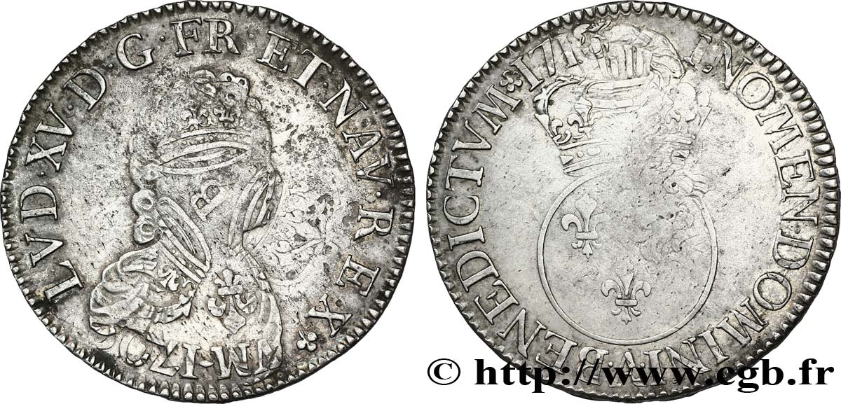 LOUIS XV DIT LE BIEN AIMÉ Écu dit “vertugadin” 1716 Paris TTB