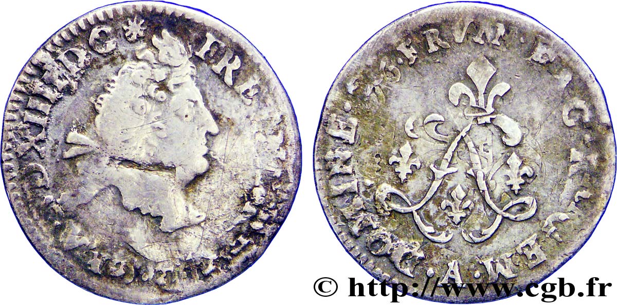 LOUIS XIV LE GRAND OU LE ROI SOLEIL Quatre sols aux deux L 1692 Paris B