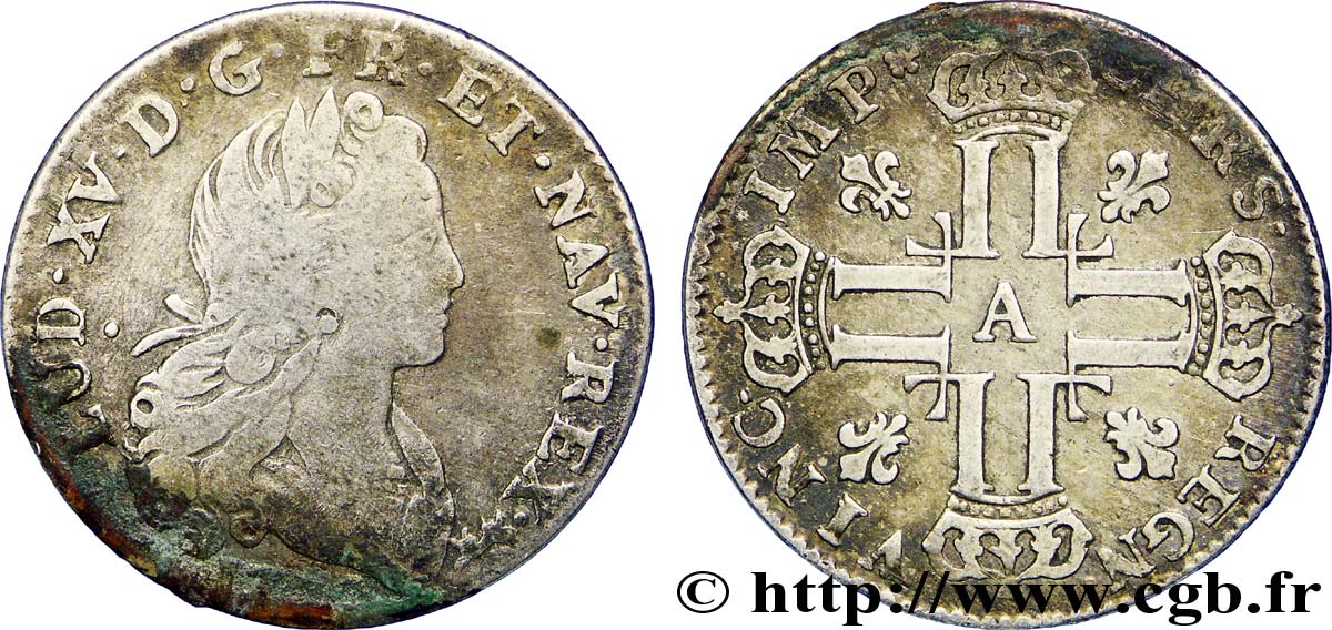 LOUIS XV  THE WELL-BELOVED  Louis d’argent à la croix aux huit L couronnées 1720 Paris MB/q.BB