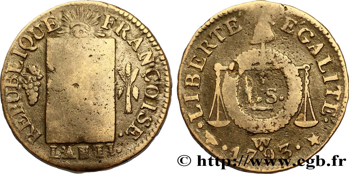 CONVENCION NACIONAL 1 sol dit  à la table de loi  1793 Arras BC