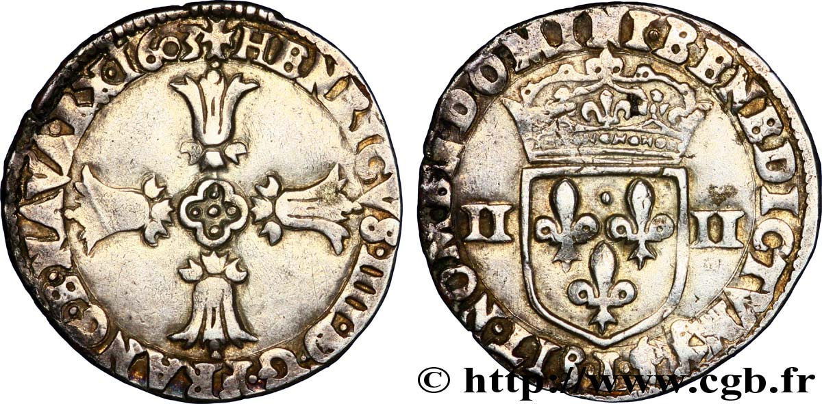 HENRY IV Quart d écu, croix feuillue de face 1603 Bayonne MBC