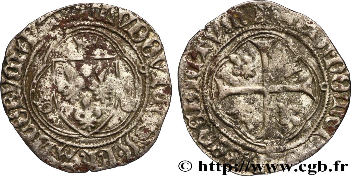 LOUIS XI LE PRUDENT Blanc à la couronne n.d. Toulouse TB