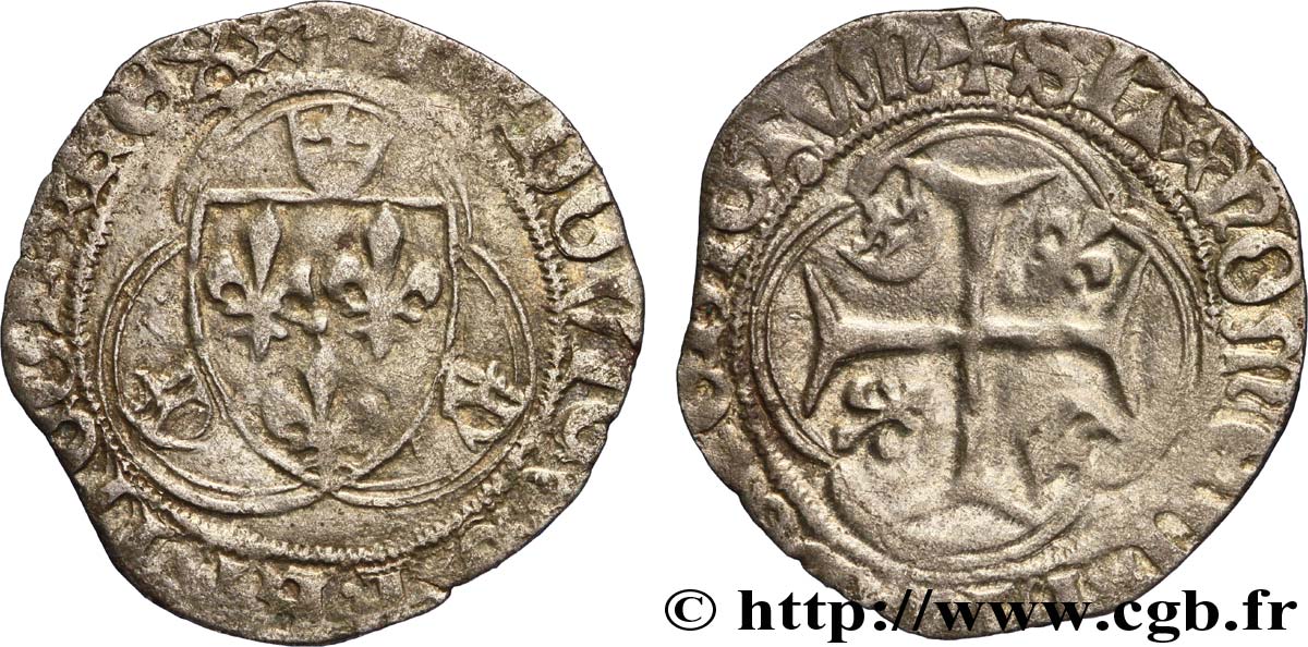 LOUIS XI LE PRUDENT Blanc à la couronne n.d. Saint-Lô TB+