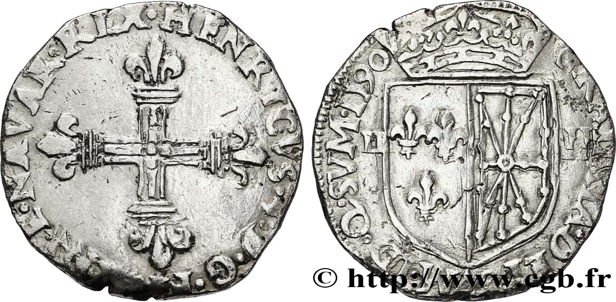 HENRY IV Quart d écu de Navarre 1590 Saint-Palais XF