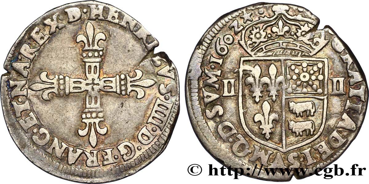 HENRI IV LE GRAND Quart d écu de Béarn 1602 Pau TTB