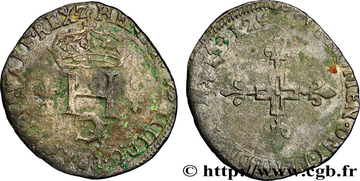 HENRI IV LE GRAND Double sol parisis du Dauphiné, 1re émission 1591 Grenoble TB