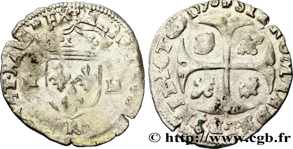 HENRI IV LE GRAND Douzain aux deux H, 2e type 1596 Saint-André de Villeneuve-lès-Avignon TB