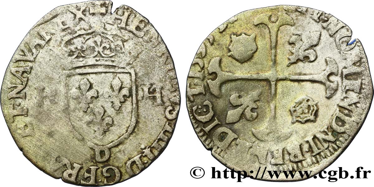 HENRY IV Douzain aux deux H, 2e type 1595 Lyon BC
