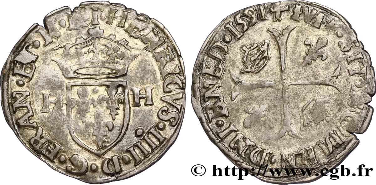 HENRI IV LE GRAND Douzain aux deux H, 2e type 1591 Limoges TTB