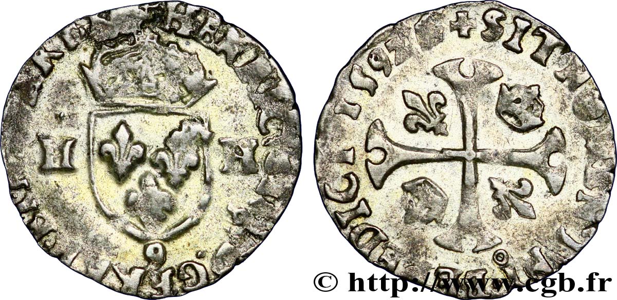HENRI IV LE GRAND Douzain aux deux H, 2e type 1592 Rennes TB+