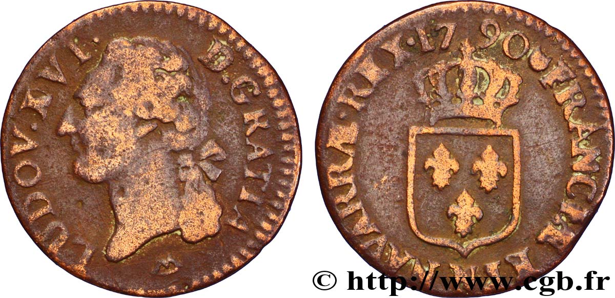 LOUIS XVI Demi-sol dit  à l écu  1790 Montpellier TB