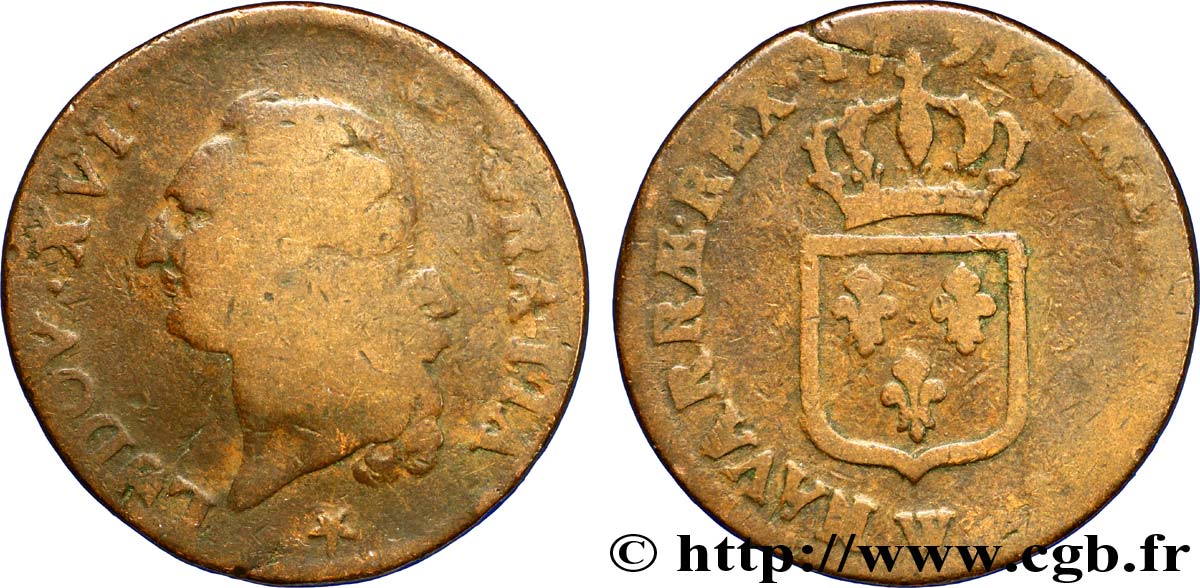 LOUIS XVI (MONARQUE CONSTITUTIONNEL)  Sol dit  à l écu  1791 Lille AB
