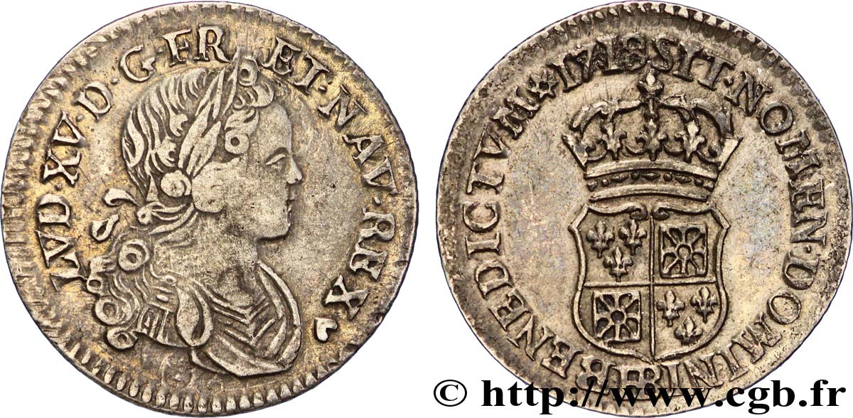 LOUIS XV DIT LE BIEN AIMÉ Dixième d&nbsp;écu dit &nbsp;de France-Navarre&nbsp; 1718 Strasbourg TTB/TTB+