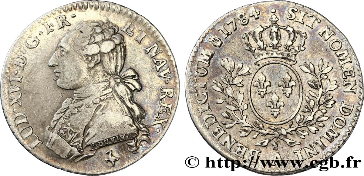 LOUIS XVI Cinquième d&nbsp;écu aux branches d&nbsp;olivier 1784 Paris TTB+