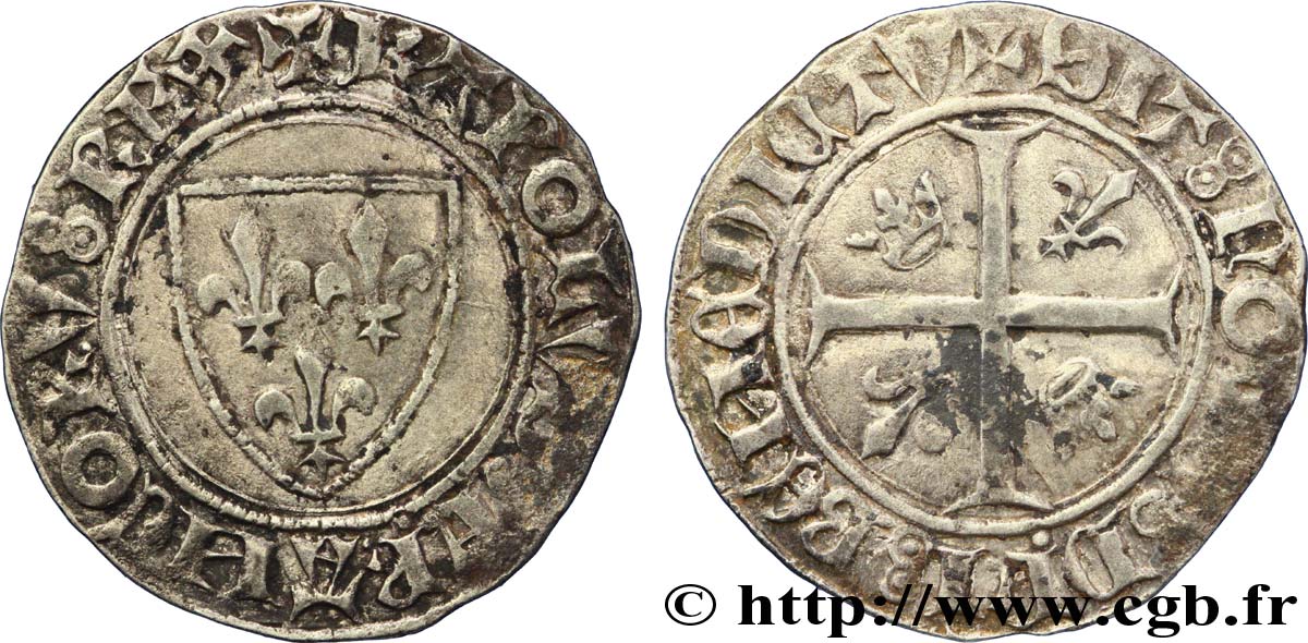 CHARLES VI LE FOU OU LE BIEN AIMÉ Blanc dit &nbsp;guénar&nbsp; n.d. La Rochelle TB+