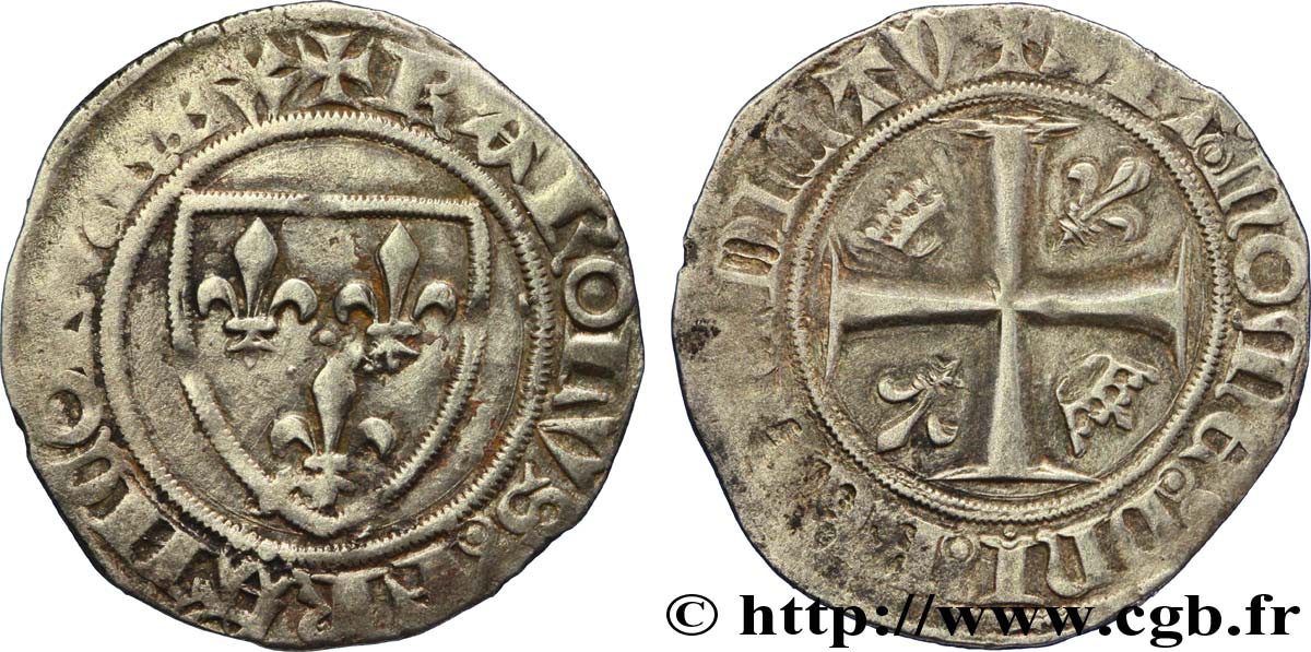 CHARLES VI LE FOU OU LE BIEN AIMÉ Blanc dit &nbsp;guénar&nbsp; n.d. Limoges TB+