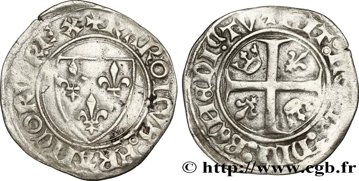 CHARLES VI LE FOU OU LE BIEN AIMÉ Blanc dit  guénar  n.d. Saint-Quentin TB+