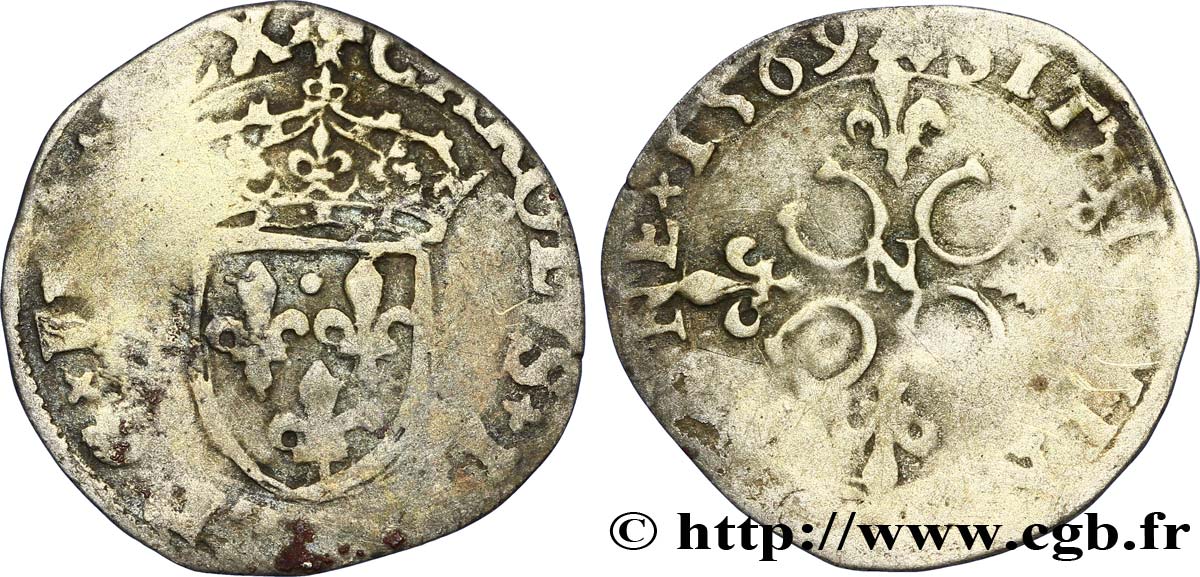 CHARLES IX Sol parisis, 1er type 1569 Montpellier B