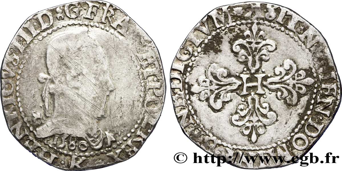 HENRY III Franc au col plat 1580 Bordeaux q.MB/MB