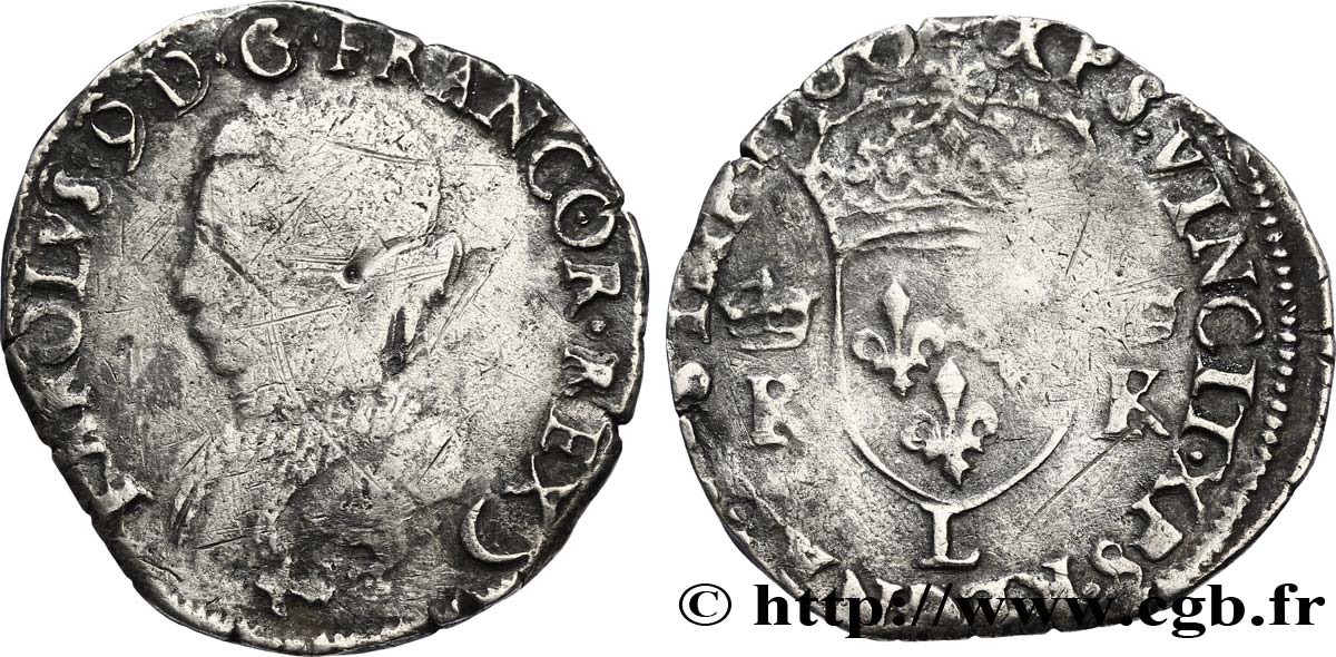 CHARLES IX Demi-teston, 4e type 1566 Bayonne B+