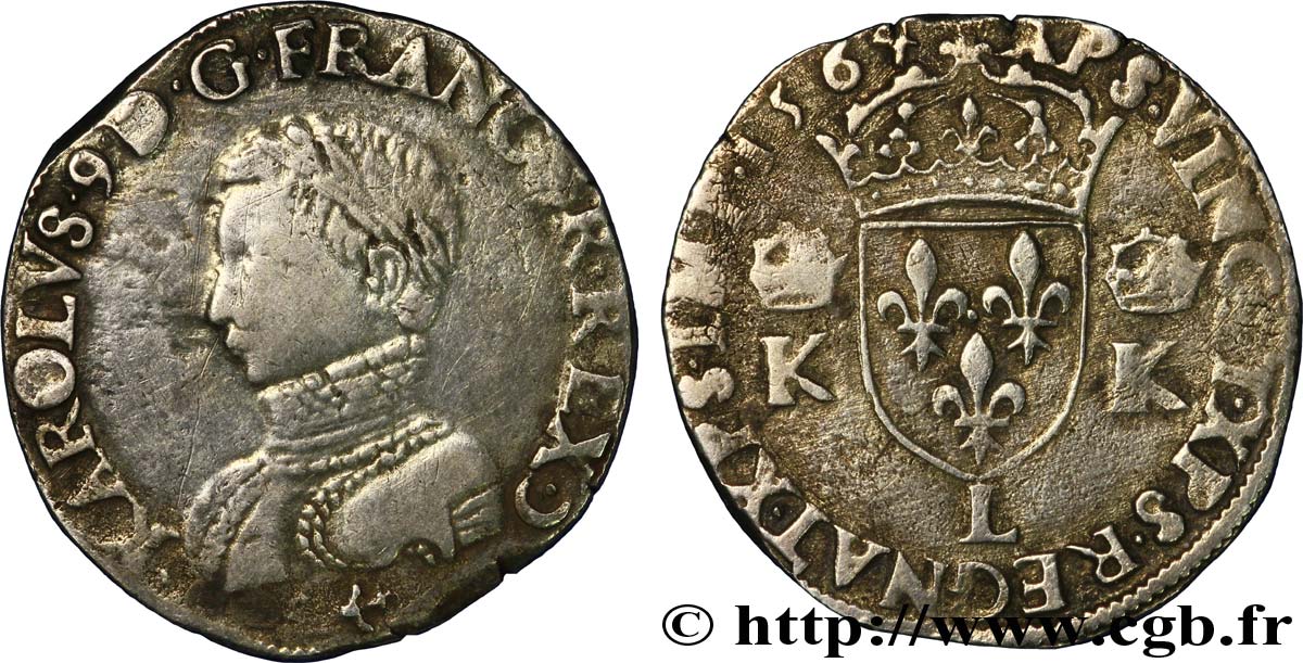CHARLES IX Teston, 4e type 1564 Bayonne TB+