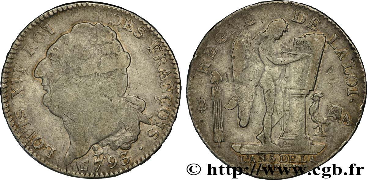 LA CONVENTION Écu dit  au génie , légende FRANÇOIS 1793 Paris TB+