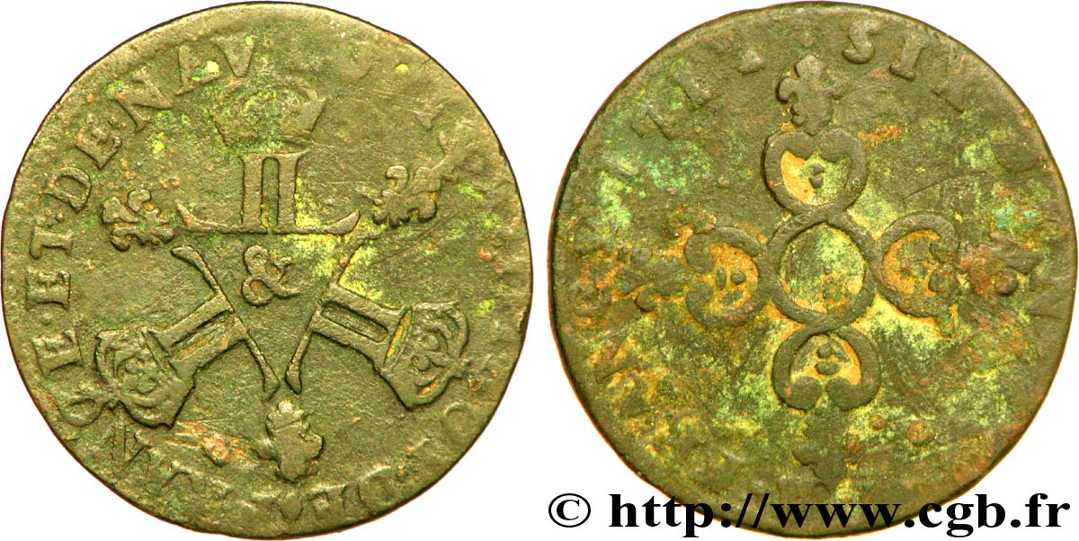 LOUIS XIV LE GRAND OU LE ROI SOLEIL Six deniers dits  Dardenne  1711 Aix-en-Provence B