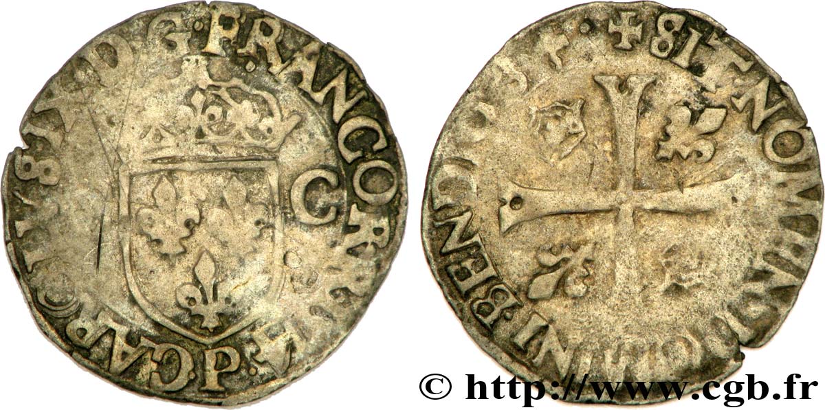 CHARLES IX Douzain aux deux C, 1er type 1574 Dijon TB+