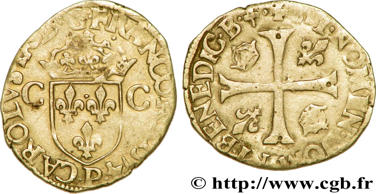 CHARLES IX Douzain aux deux C, 1er type 1574 Dijon TTB