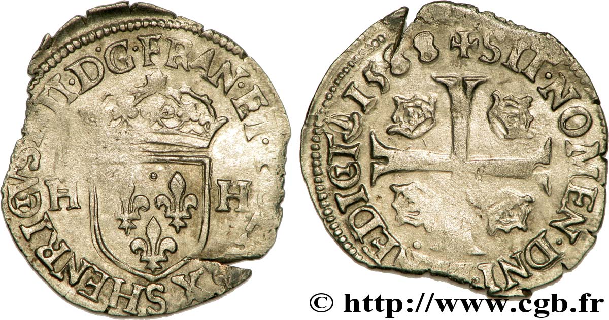 HENRI III Douzain aux deux H, 1er type 1588 Troyes TTB
