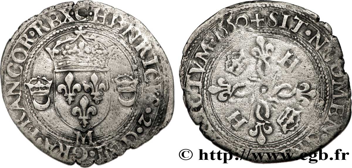 HENRI II Douzain aux croissants 1550 Toulouse TB+